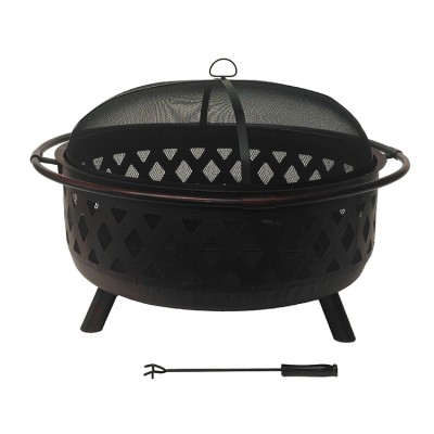 92cm Outdoor Fire Pit Garden BBQ Fireplace Heater Brazier with Rain Cover 
